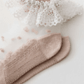 Baby / Toddler Lace Flounced Polka Dots Breathable Socks Khaki