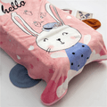 Cute Cartoon Double-sided Fleece Blankets Kids Soft Coral Fleece Blanket Receiving Blanket Home Bed Blanket for Girls Pink