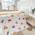 Cute Cartoon Animal Car Print Kids Blanket Quilt Ultra-Soft Lightweight Bamboo Cotton Home Bed Blanket Kids Bedding White