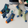 5 Paar Baby-/Kleinkind-Socken mit Cartoon-Dinosaurier-Print Marine image 3