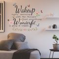 Wakeup Quotes Wall Decal Butterfly Sticker Motivational Quote Sticker Wall Art Decal Decor for Home Living Room Bedroom Background Multi-color