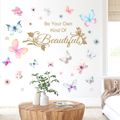 Be Your Own Kind Of Beautiful Wall Art Decal Inspirational Quotes Wall Decal Butterfly Sticker for Living Room Bedroom Backdrop Decor Multi-color
