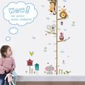 Cartoon Animals Lion Monkey Owl Elephant Height Measure Wall Sticker for Kids Rooms Growth Wall Art Multi-color image 2