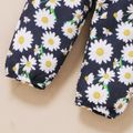 3pcs Letter and Floral Print Long-sleeve Baby Set Dark Blue