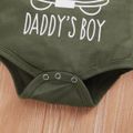 3pcs Camouflage and Letter Print Long-sleeve Green Baby Set Dark Green
