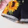 100% Cotton Sunflower Print Black or White Baby Overalls Shorts Black