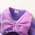 Ribbed Tie Dyed Hollow Out Design Long-sleeve Purple Baby Dress Multi-color