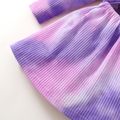 Ribbed Tie Dyed Hollow Out Design Long-sleeve Purple Baby Dress Multi-color