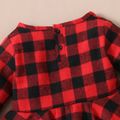2-piece Toddler Girl Plaid Long-sleeve Peplum Top and Colorblock Flared Pants Set Red