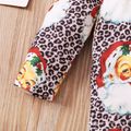3-piece Toddler Girl Christmas Santa Leopard Print Flounce Top, Flared Pants and Headband Set Red
