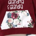 2-piece Toddler Girl Letter Floral Print Hoodie and Pants Set Burgundy image 4