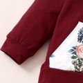 3 Stück Kleinkinder Mädchen Mit Kapuze Basics Zerbrochene Blume Sweatshirt-Sets Burgundy image 5