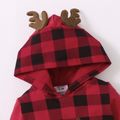 Baby Shark Christmas Cotton Plaid Antlers Jumpsuit for Baby Red image 4