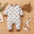 2pcs All Over Rainbow Print Baby Long-sleeve Jumpsuit Set Multi-color image 1