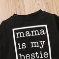 2-piece Toddler Girl Letter Print Pullover Sweatshirt and Camouflage Pants Set Black