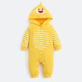 Baby Shark Cotton Stripe Hooded Jumpsuit for Baby Yellow image 1