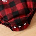 Christmas 2pcs Baby Letter Print Red Plaid Cotton Long-sleeve Romper and Bell Bottom Pants Set Red