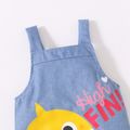 Baby Shark 2pcs Baby Girl Flounce Heart Allover Print Bodysuit and Graphic Denim Tank Dress Multi-color
