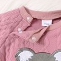 Baby Girl Koala Pattern Pink Long-sleeve Splicing Striped Jumpsuit Pink