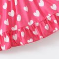 Baby Shark 2pcs Baby Girl All Over Heart Print Pink Ruffle Long-sleeve Dress with Headband Pink