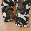 2-piece Toddler Girl Bowknot Design Black Crop Camisole and Belted Camouflage Print Pants Set Black