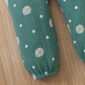 Toddler Girl 100% Cotton Floral Print Bowknot Design Sleeveless Jumpsuit Light Green