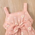 Toddler Girl 100% Cotton Floral Print Bowknot Design Sleeveless Jumpsuit Pink image 2