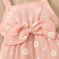 Toddler Girl 100% Cotton Floral Print Bowknot Design Sleeveless Jumpsuit Pink image 3