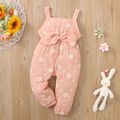 Toddler Girl 100% Cotton Floral Print Bowknot Design Sleeveless Jumpsuit Pink image 4