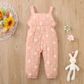 Toddler Girl 100% Cotton Floral Print Bowknot Design Sleeveless Jumpsuit Pink image 5