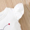 Baby Girl Ladybug Design Flutter-sleeve Dots Romper White
