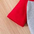 2pcs Baby Boy 100% Cotton Denim Shorts and Colorblock Raglan-sleeve T-shirt Set Red image 5