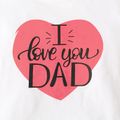Father's Day 2pcs Toddler Girl Letter Heart Print Short-sleeve Tee and Ruffled Suspender Shorts Set White