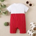Baby Boy/Girl 95% Cotton Short-sleeve Faux-two Striped Romper Red image 3