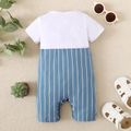 Baby Boy/Girl 95% Cotton Short-sleeve Faux-two Striped Romper Light Blue image 3