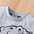 2pcs Baby Boy 100% Cotton Pinstriped Shorts and Dinosaur Print Colorblock Short-sleeve T-shirt Set Multi-color