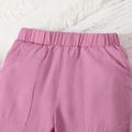 2pcs Toddler Girl Off Shoulder Short-sleeve Pink Tee and Elasticized Pocket Design Pants Set Purple image 5