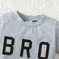 2pcs Baby Boy 95% Cotton Short-sleeve Letter Print T-shirt and Solid Shorts Set Grey