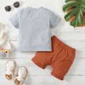 2pcs Baby Boy 95% Cotton Short-sleeve Letter Print T-shirt and Solid Shorts Set Grey