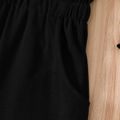 Kid Girl Letter Print Zipper Design Black Strap Jumpsuits Black