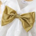 Baby Girl Bow Front V Neck Cap-sleeve Lace Party Dress White