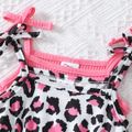 2-Pack Baby Girl Solid Rib Knit and Leopard Print Overalls Shorts Set MultiColour