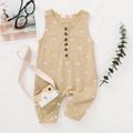 Baby Boy 95% Cotton Sleeveless Print/Striped/Solid Button Tank Jumpsuit Beige image 2