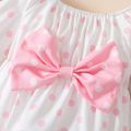 2pcs Baby Girl Bow Front Polka Dot Print Long-sleeve Romper with Headband Set Pink image 5