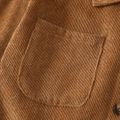 2pcs Toddler Boy Plaid Splice Lapel Collar Corduroy Jacket and Pants Set Brown image 5