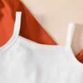 3pcs Toddler Girl White Camisole & Roange Blazer Jacket and Pants Set Orange