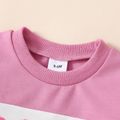 2pcs Baby Girl 95% Cotton Long-sleeve Letter Print Colorblock Crop Sweatshirt and Sweatpants Set Pink image 4