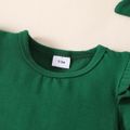 100% Cotton 3pcs Floral Print Short-sleeve Baby Set Green