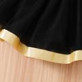 Baby Girl Crown Embroidered Black Velvet Long-sleeve Spliced Mesh Party Dress Black image 5