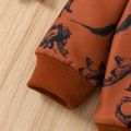 2pcs Baby Boy Allover Dinosaur Print Long-sleeve Sweatshirt and Sweatpants Set Brown image 4